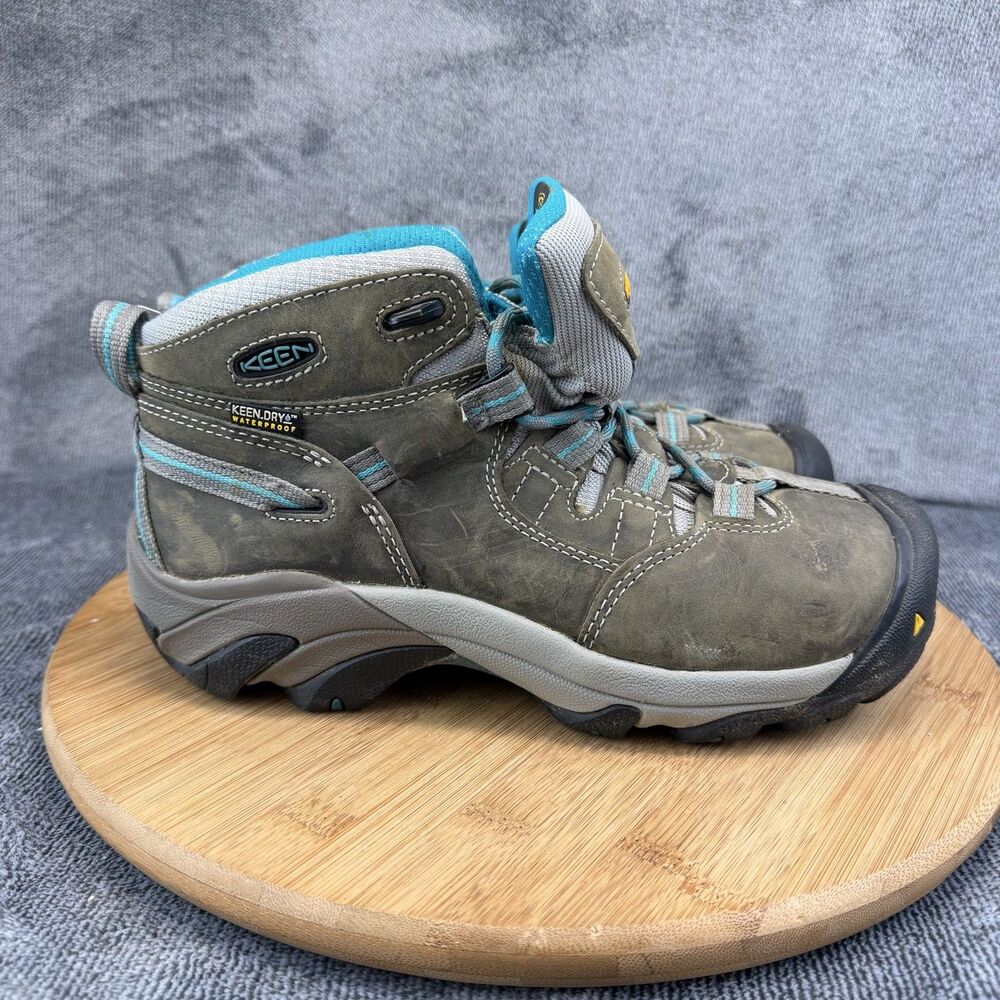 Keen Waterproof Hiking Shoes Womens Size 7 Brown Leather Mid Top Work Sneakers